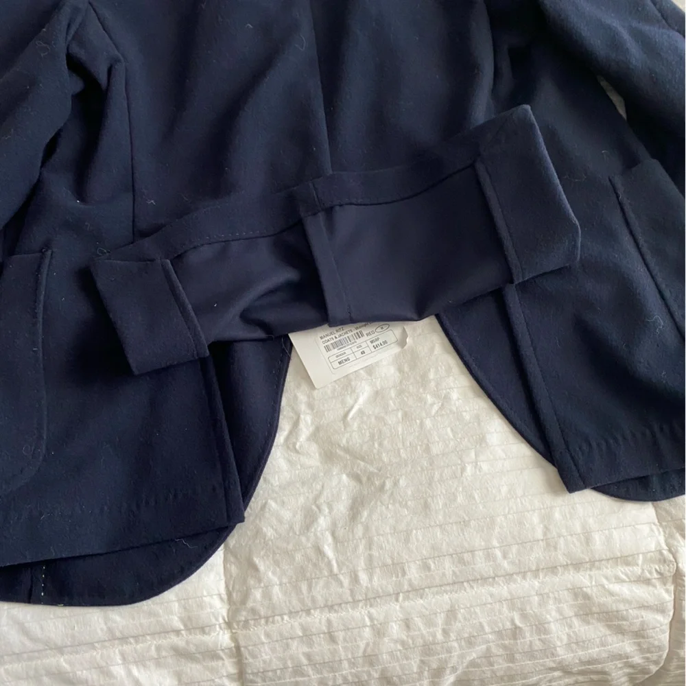 Manuel Ritz Navy Blue Brooch Detail Felt Two Button Single Breast Blazer Size M